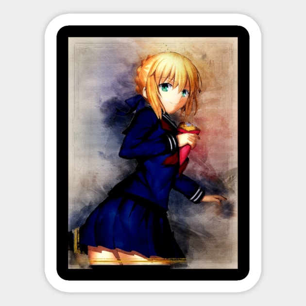 Saber Anime Watercolor Sticker by Isamu Studio